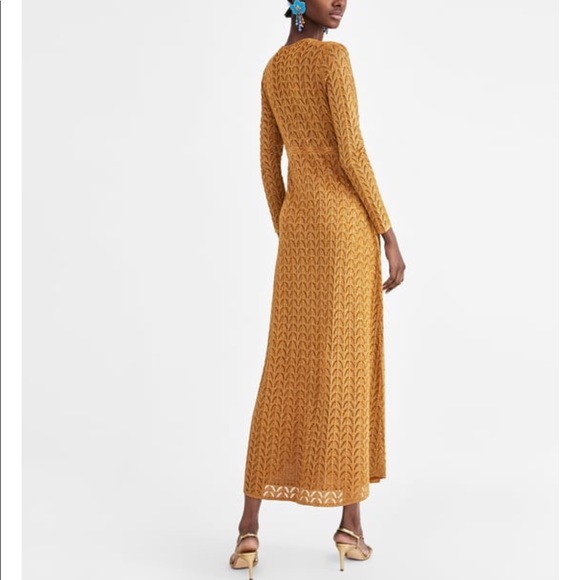 GORGEOUS ZARA NWT Long Metallic Knit Dress - Picture 4 of 8